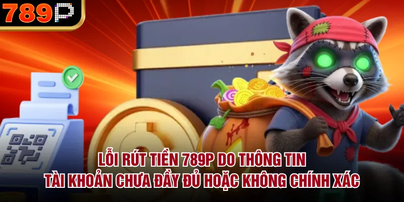 Lỗi rút tiền 789P do thông tin tài khoản chưa đầy đủ hoặc không chính xác